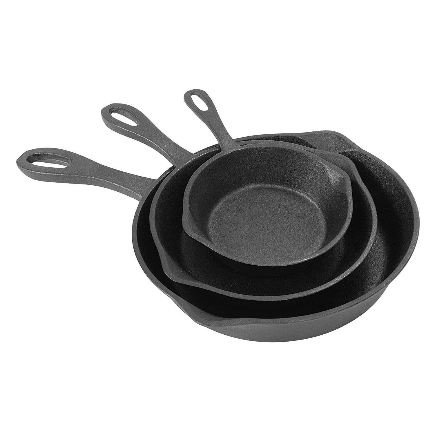 Bayou Classic Pre-Seasoned Cast Iron Skillet Set - 6, 8, & 10 Inch