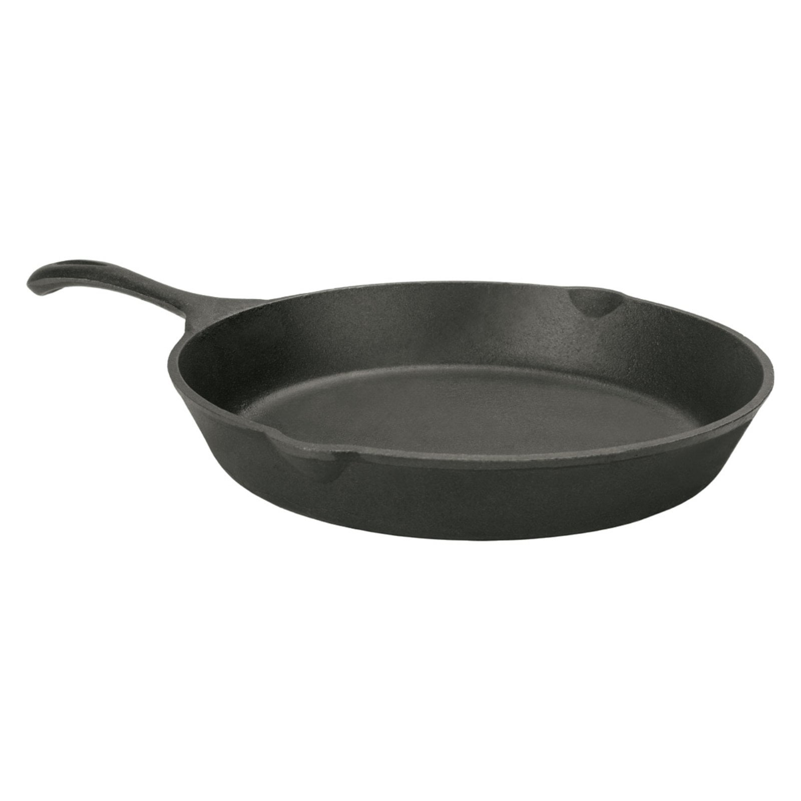 Heavy-Duty Black Cast Iron 12-Inch Skillet with Pour Spouts
