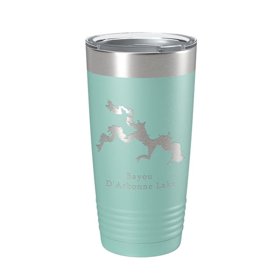 Bayou D'Arbonne Lake Map Tumbler Travel Mug Insulated Laser Engraved Coffee Cup Louisiana 20 oz Teal