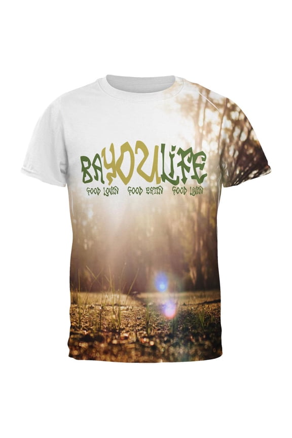 Bayou Life Swamp Sunrise Cajun Louisiana All Over Mens T Shirt Multi LG
