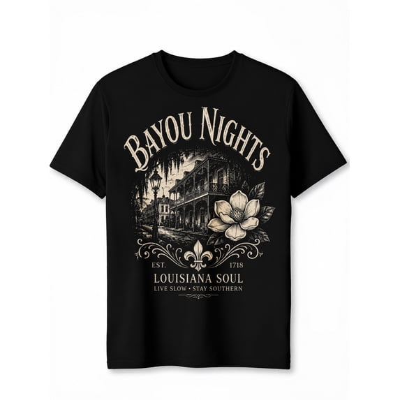 Bayou Nights Louisiana Soul Vintage Graphic Tee Southern Style Unisex Casual Wear Gift Cotton Men's Women's Tee Shirt