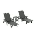 thumbnail image 1 of Bayport Outdoor 3PC HDPE Plastic Reclining Chaise Lounge/Table Set Gray, 1 of 13