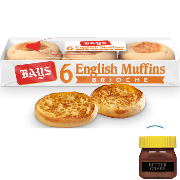 Bays Brioche English Muffins, 6 Count, Butter Pre-sliced English Muffins, 12 oz Tray