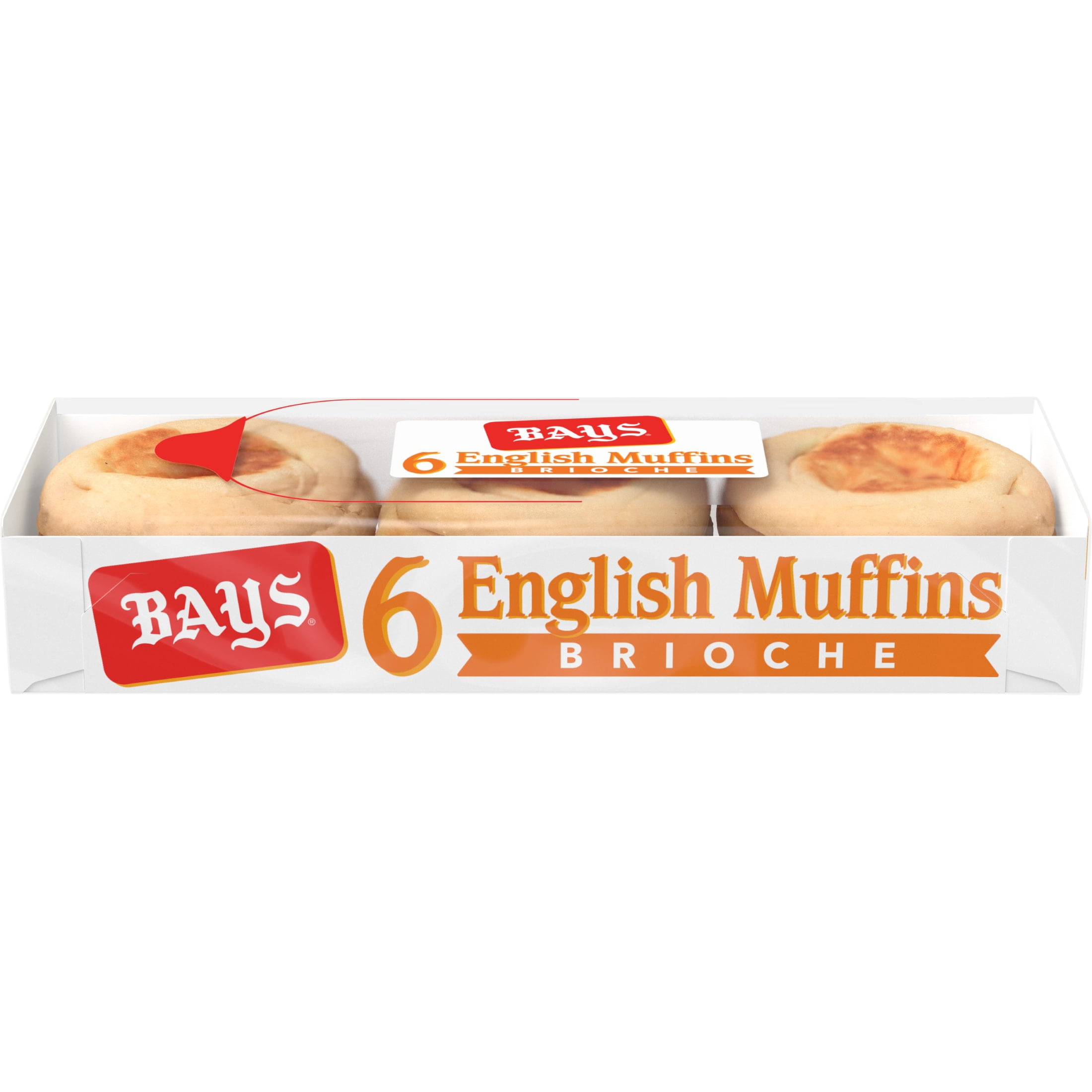 Bays Brioche English Muffins, 6 count, Butter Pre-sliced English Muffins, 12 oz Tray