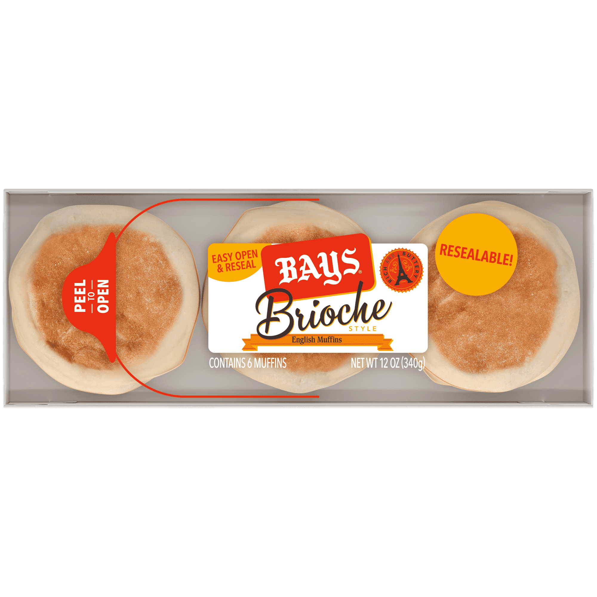 Bays Brioche Pre-sliced English Muffins, 6 count, 12 oz..