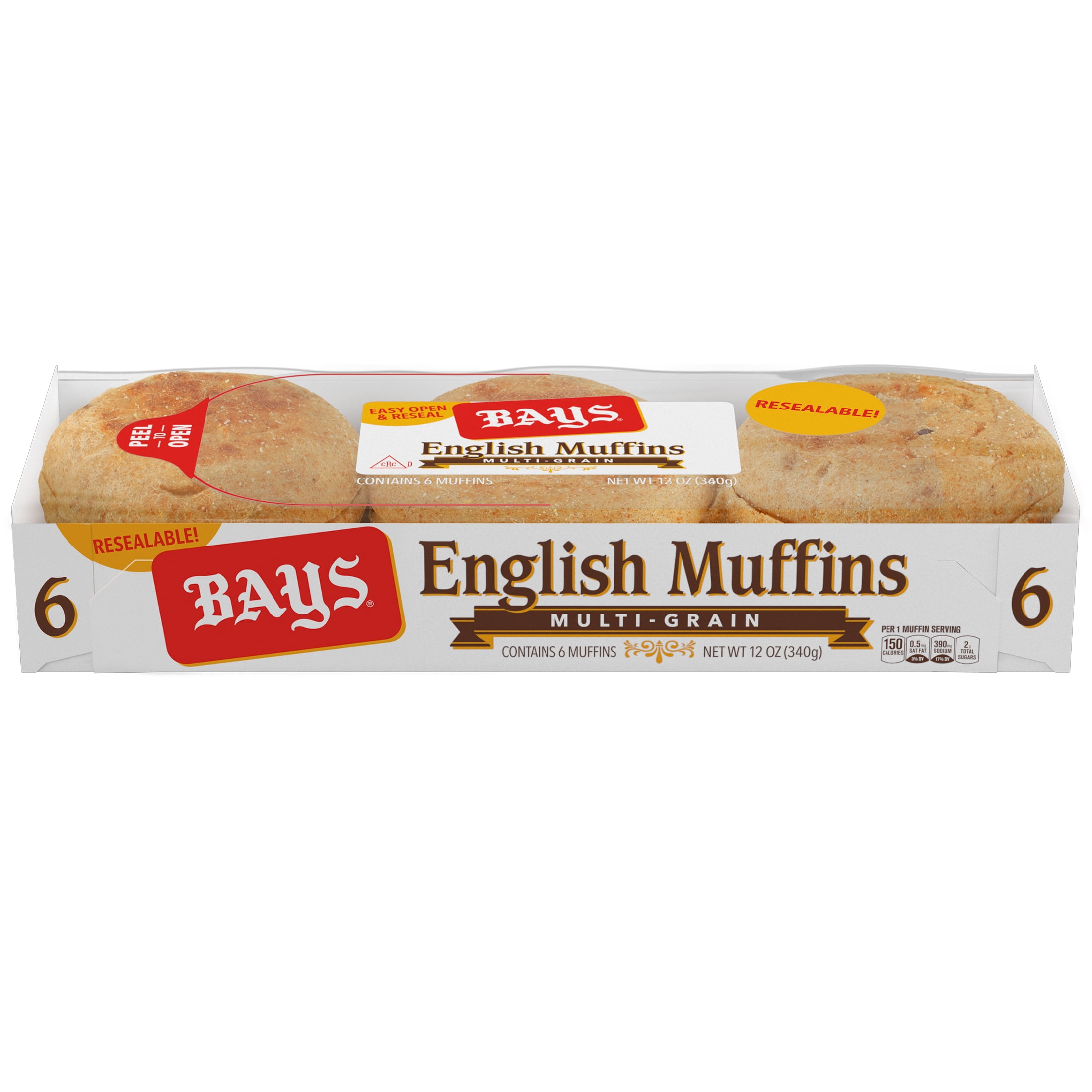 Bays English MultiGrain Muffins, 12 oz, 6 count