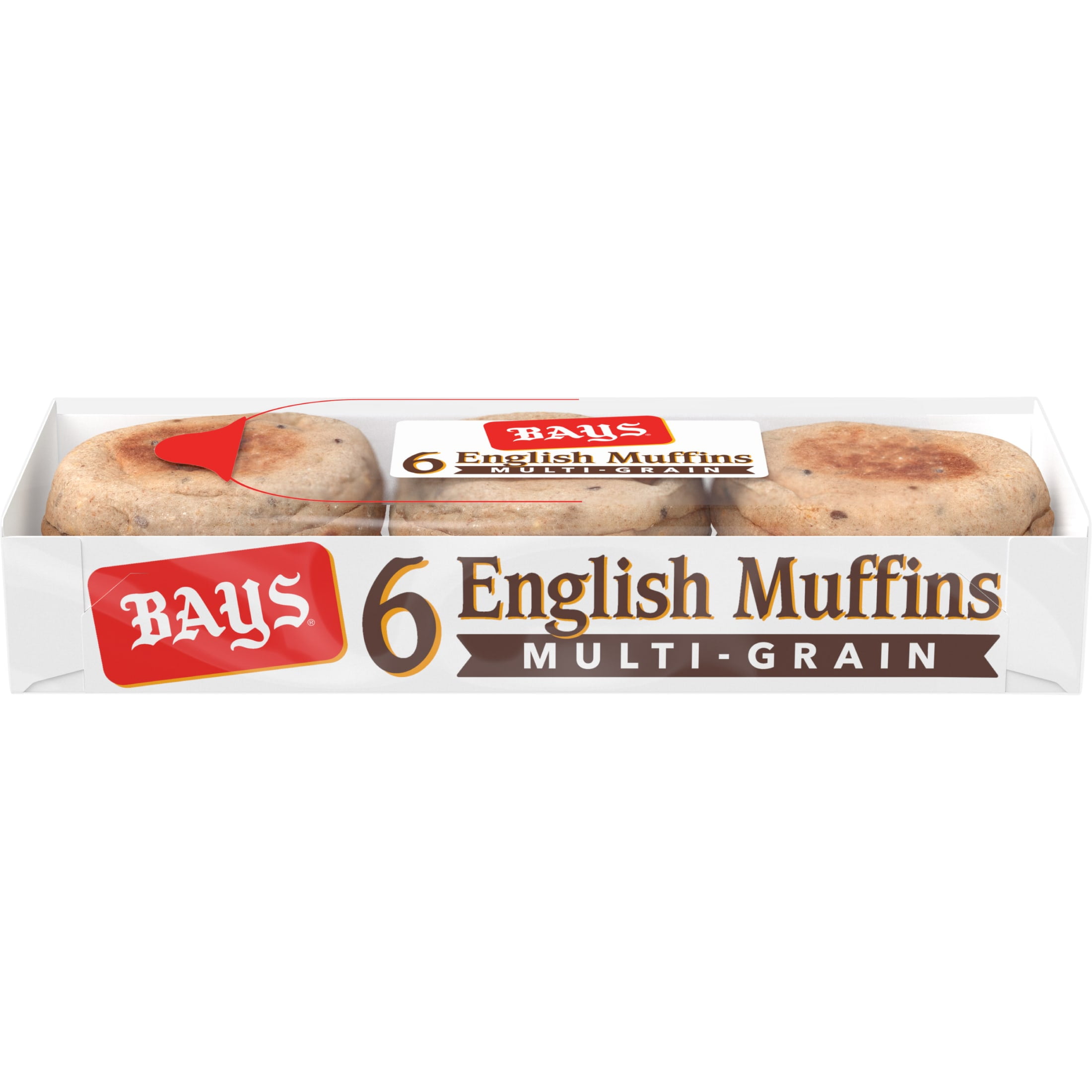 Bays Multi-grain English Muffins, 6 count, Pre-sliced English Muffins, 12 oz Tray