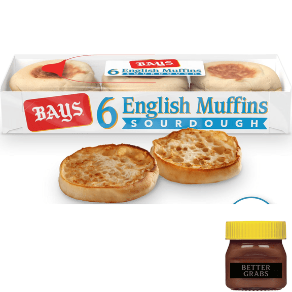 Bays Sourdough English Muffins, 6 Count, Pre-sliced English Muffins, 12 oz Tray