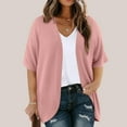 thumbnail image 1 of Babysbule Women Solid Color Plus Size Casual Summer Short Sleeve Open Front Cardigan Lightweight Comfortable, 1 of 7