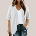 thumbnail image 1 of Baysbule Women Solid Color Plus Size Casual Summer Short Sleeve Open Front Cardigan Lightweight Comfortable, 1 of 7