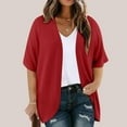 thumbnail image 1 of Baysbule Women Solid Color Plus Size Casual Summer Short Sleeve Open Front Cardigan Lightweight Comfortable, 1 of 7