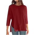 thumbnail image 1 of Babysbule Women's Casual 3/4 Sleeve Round Neck Pullover Top, Lightweight Soft Polyester, Stylish Blouse for Daily Wear, 1 of 6
