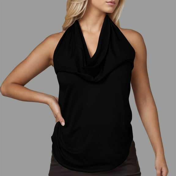 Baysbule Women's Summer Casual Sleeveless Hanging Neck Top Lightweight Comfortable Polyester Fashionable