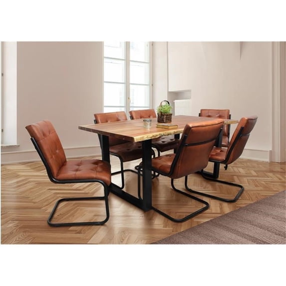 Bayside 7 Piece Set With 67" Dining Table And 6 Kurtz Medium Brown Side Chairs