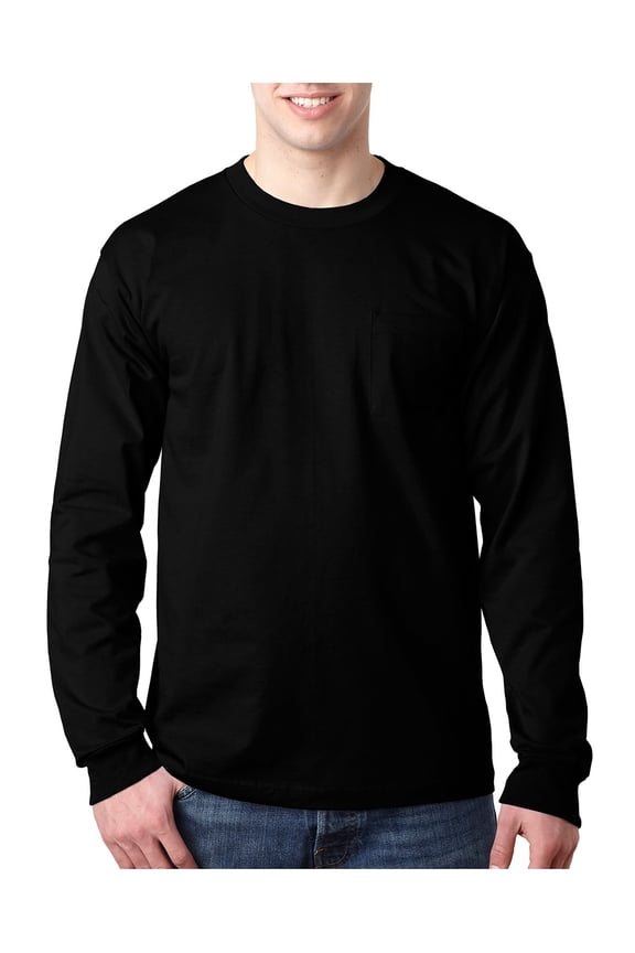 Adult 6.1 oz., 100% Cotton Long Sleeve Pocket T-Shirt - BA8100