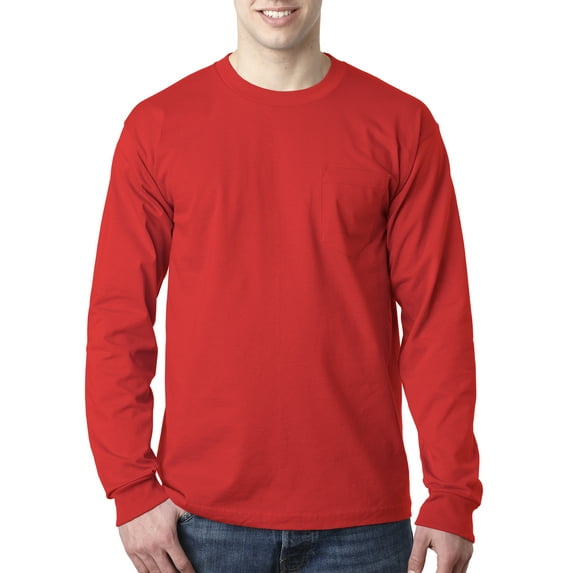 Bayside Adult 6.1 oz., 100% Cotton Long Sleeve Pocket T-Shirt - BA8100
