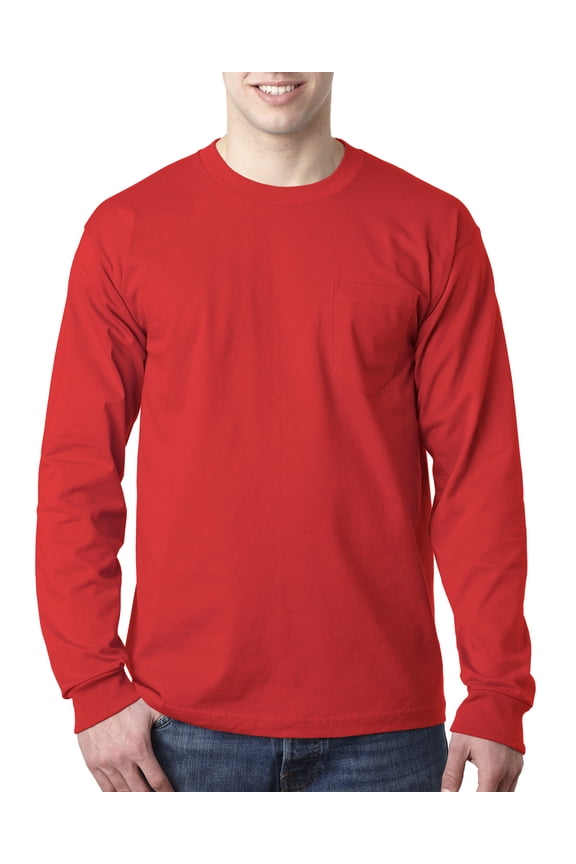 Adult 6.1 oz., 100% Cotton Long Sleeve Pocket T-Shirt - BA8100