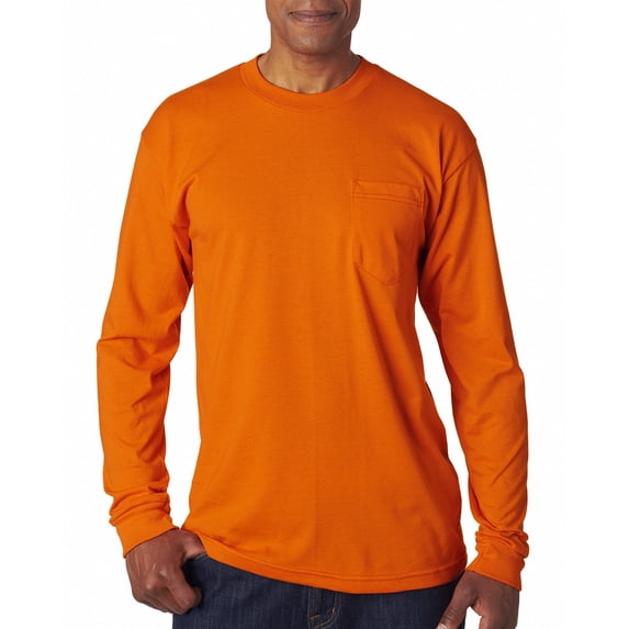BY 1730 5.4OZ 50/50 LS PKT TEE (BRIGHT ORANGE L)