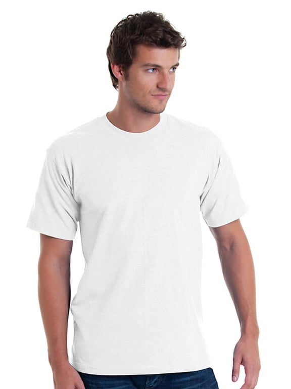 BA5040 ADULT 5.4 OZ., 100% COTTON TSHIRT, WHITE, 3X, Pack Of 6, Mens T-Shirts
