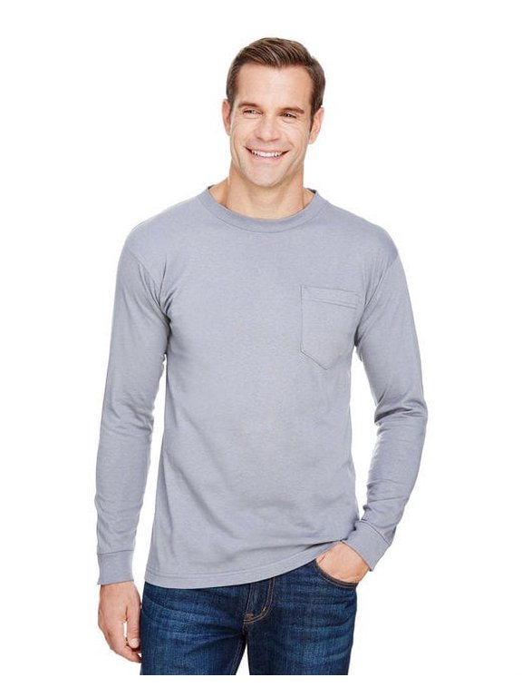BA3055 Unisex Union-Made Long-Sleeve Pocket Crew T-Shirt
