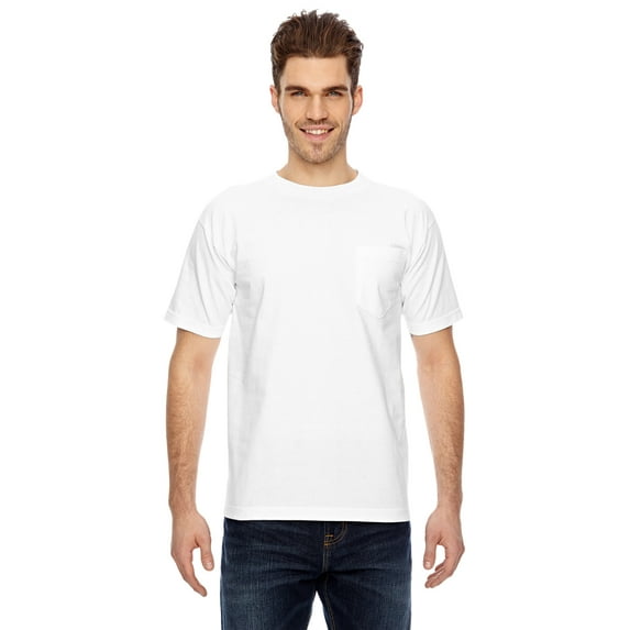 Bayside - USA-Made Pocket T-Shirt - 7100, WHITE, M, Pack Of 10, Mens T-Shirts