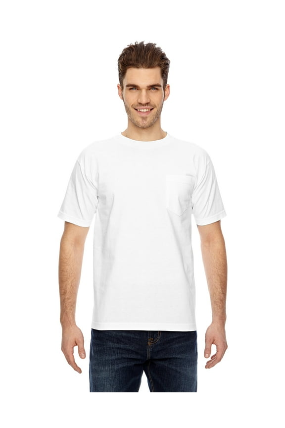 BA7100 Bayside Adult 6.1 oz., 100% Cotton Pocket T-Shirt, WHITE, XL, Pack Of 10, Mens T-Shirts