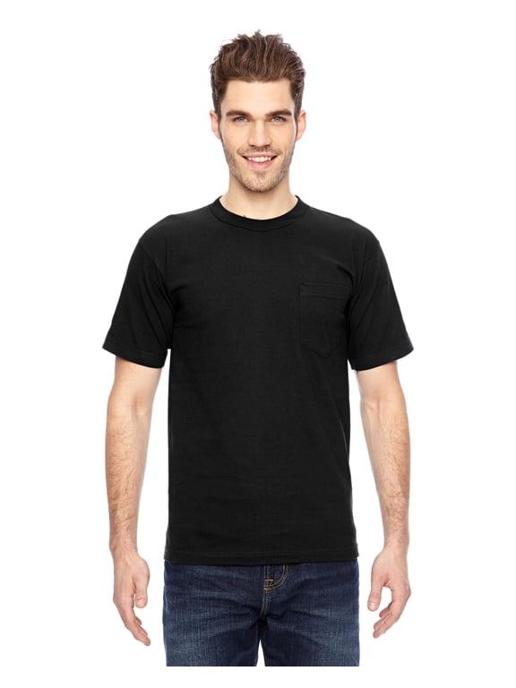 BA7100 Bayside Adult 6.1 oz., 100% Cotton Pocket T-Shirt, BLACK, 4XL, Pack Of 10, Mens T-Shirts