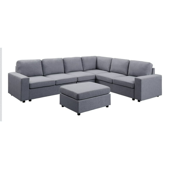 120" Bayside Light Gray 7-Piece Modular Sectional Sofa Chaise