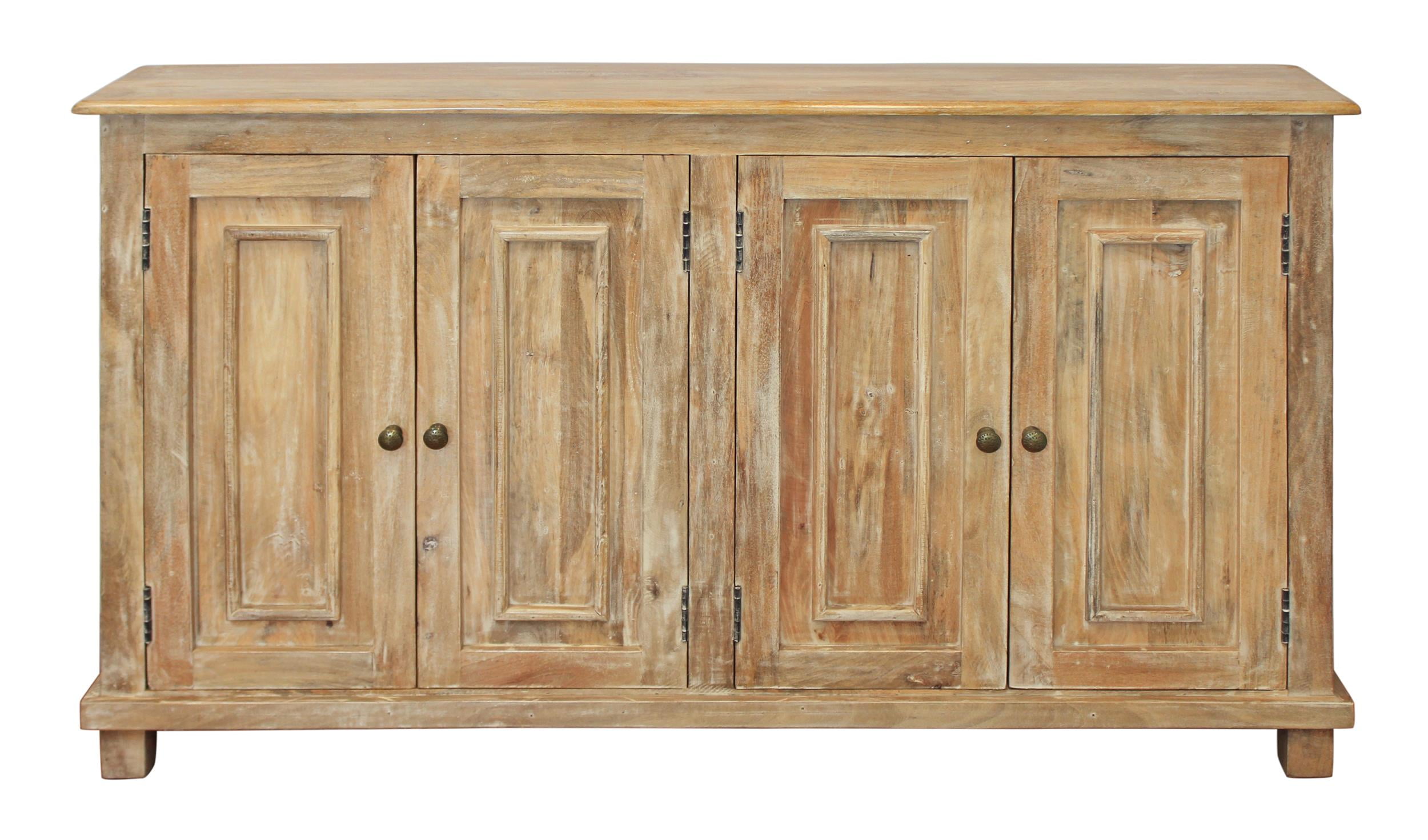 Bayside Jensen 4-Door Solid Wood Sideboard in Distressed Natural Finish