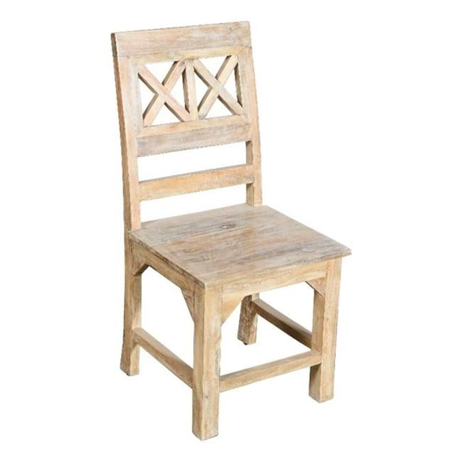 Natural Mango Wood Ladderback Side Chair with Slat Design