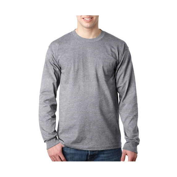 Bayside Men's American Style Heavyweight Hems Pocket T-Shirt, Style BA8100