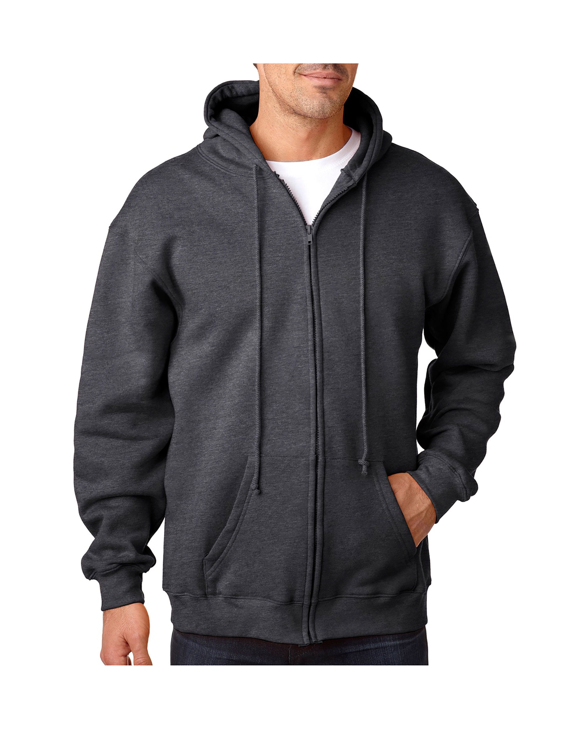 Bayside Men's Heavyweight Full Zip Hooded Sweatshirt, Style BA900