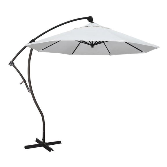Bayside Series Patio Cantilever Umbrella in Pacifica with Bronze Aluminum Pole Aluminum Ribs 360 Rotation Tilt Crank Lift