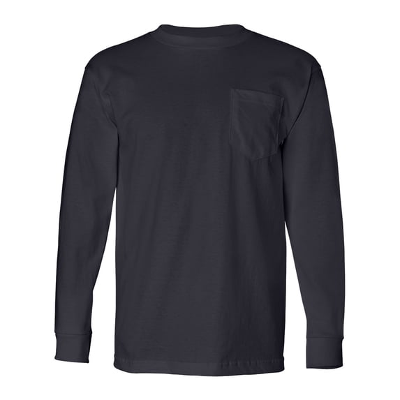 Bayside USA-Made Long Sleeve T-Shirt with a Pocket