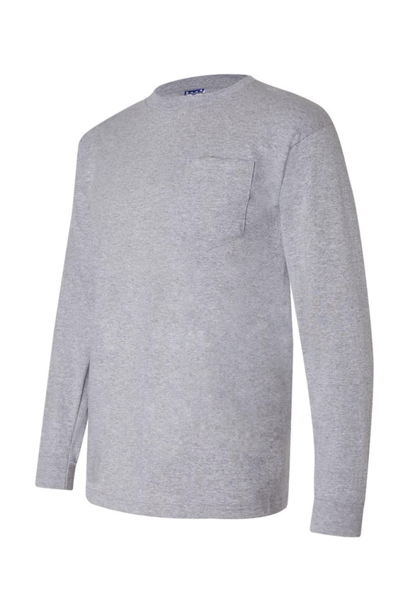 - Union-Made Long Sleeve T-Shirt with a Pocket - 3055