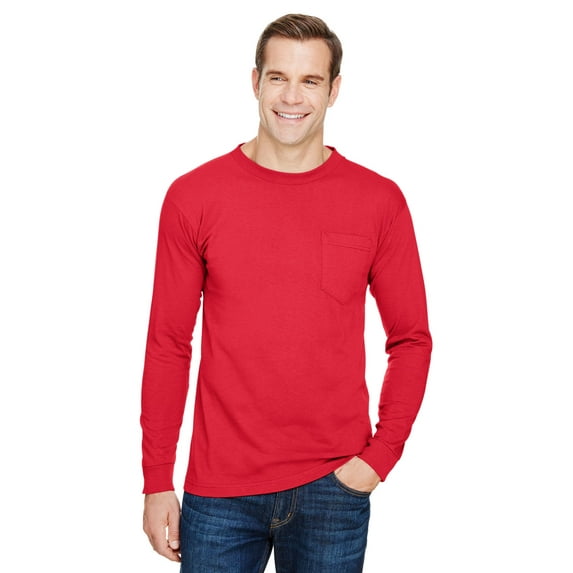 Bayside Unisex Union-Made Long-Sleeve Pocket Crew T-Shirt - BA3055