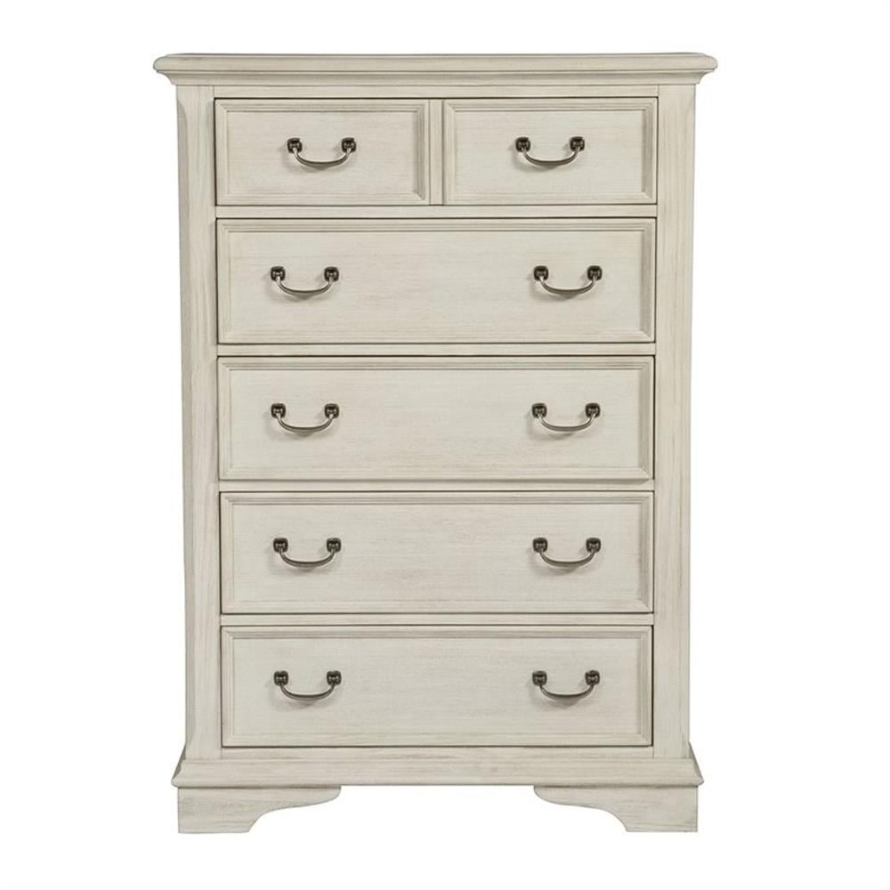 Bayside White 5-Drawer Pine Chest with Dovetail Construction