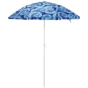 Bayside21 6.5ft Outdoor Beach Umbrella with Sand Anchor,Adjustable Umbrella Pole Height and UV50+ Sun Protection, Lightweight & Portable,Kids Table Umbrella,Tidye Indigo Design, No Tilt