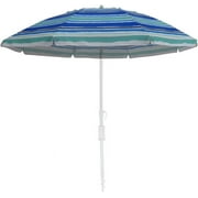 Bayside21 7 ft Beach Umbrella with Sand Anchor & Tilt, UV 50+ Protection Outdoor Sunshade Umbrella with Carry Bag,S20T Blue Como Stripe