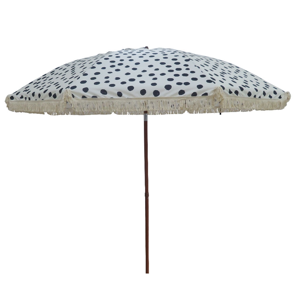 Bayside21 8ft Boho Outdoor Patio Umbrella with Fringe, Tilt