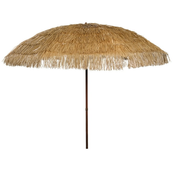 Bayside21 8 Feet Thatched Tiki Umbrella with Tilt, Vented Canopy, UPF 50+ Sun Protection, Hawaiian Style Hula Umbrella