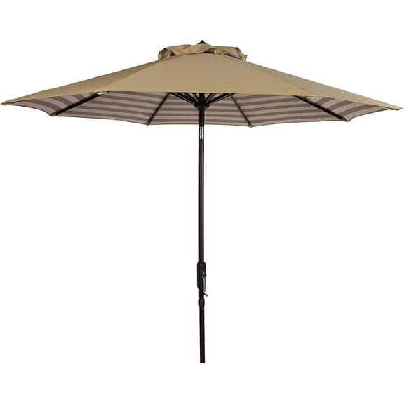 Bayside21 Umbrella Replacement Canopy for 11 foot Outdoor Patio Umbrella, Vented Canopy, 2 Years Faded Resistant and Sun Protection UPF 50+, Beige Coating Outside and Beige White Stripe Underneath