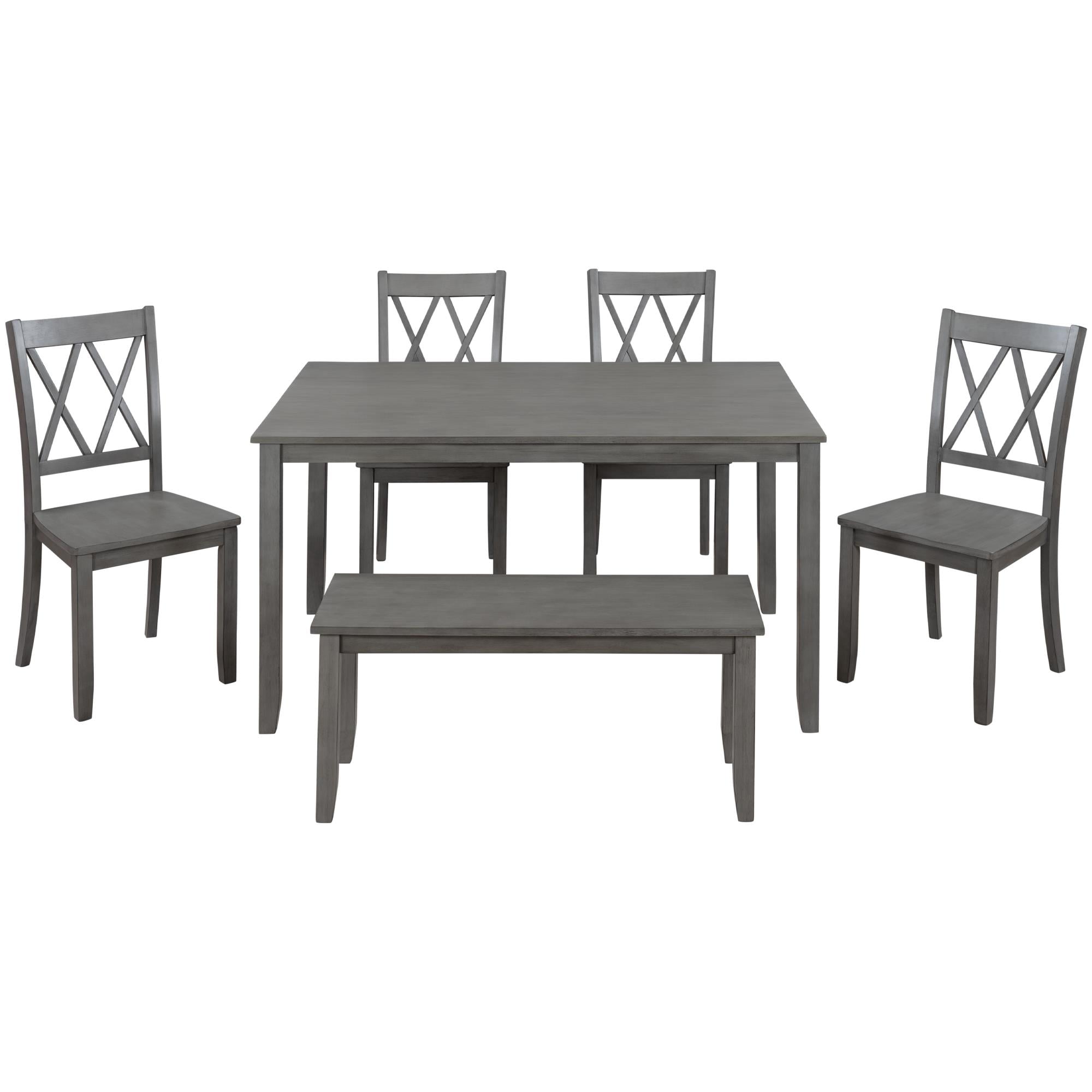 BaytoCare 6piece Wooden Kitchen Table set, Farmhouse Rustic Dining