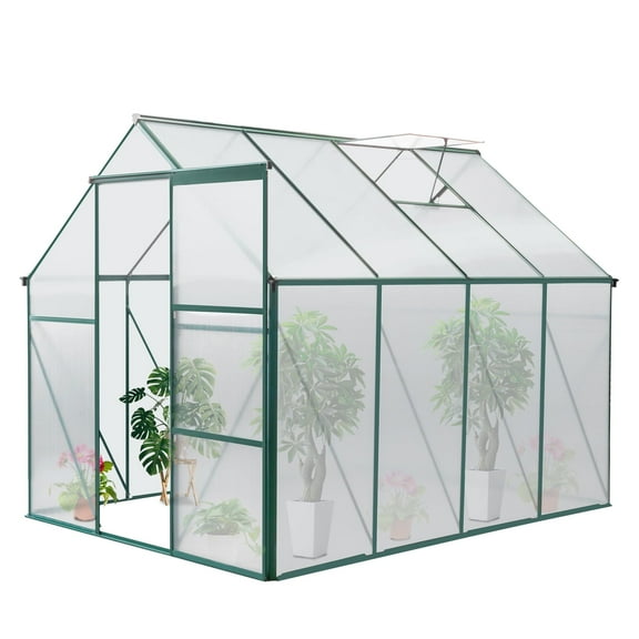BaytoCare 6x8ft Hybrid Polycarbonate Greenhouse for Garden Green