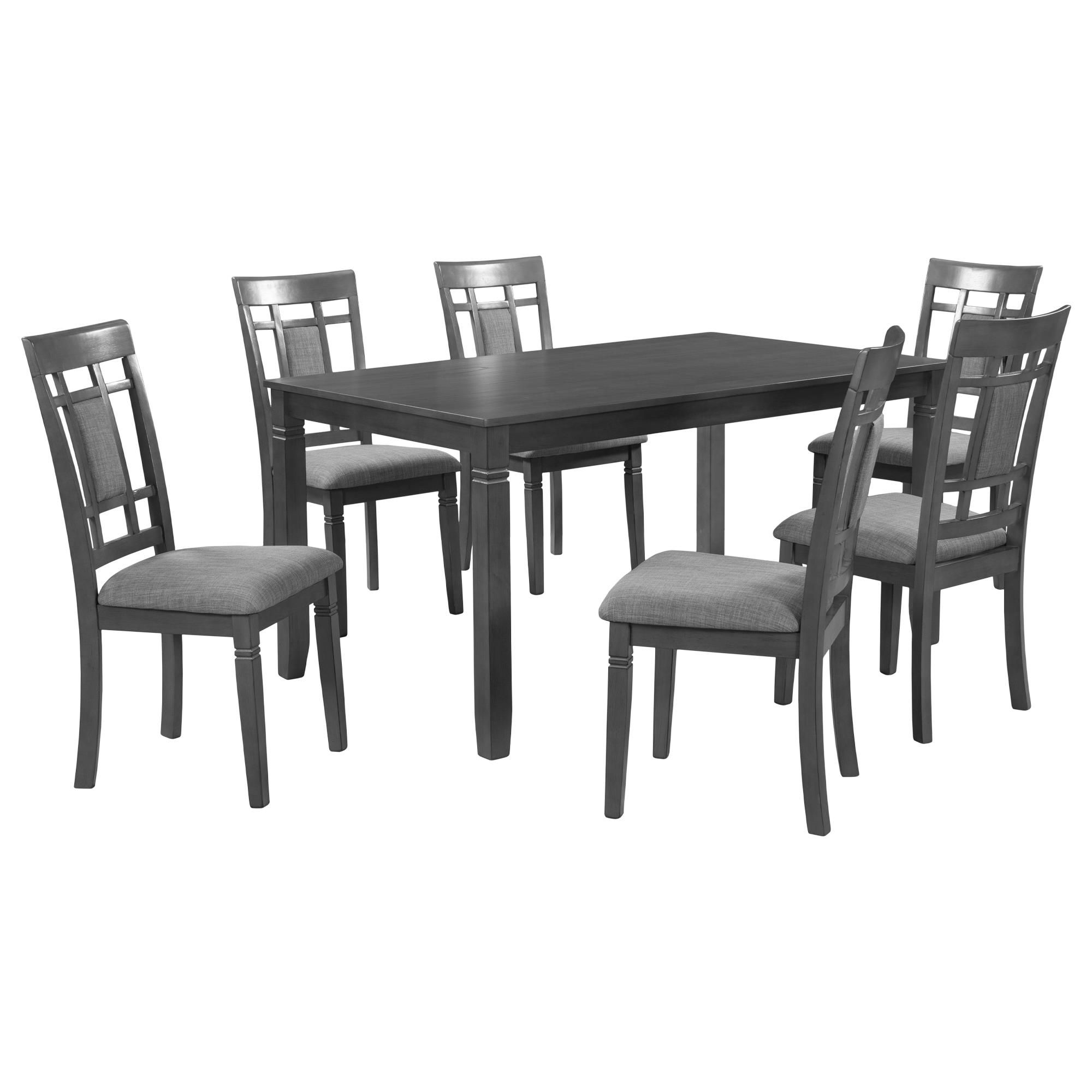 BaytoCare 7Piece Rustic Wooden Dining Table Set Kitchen Furniture Set