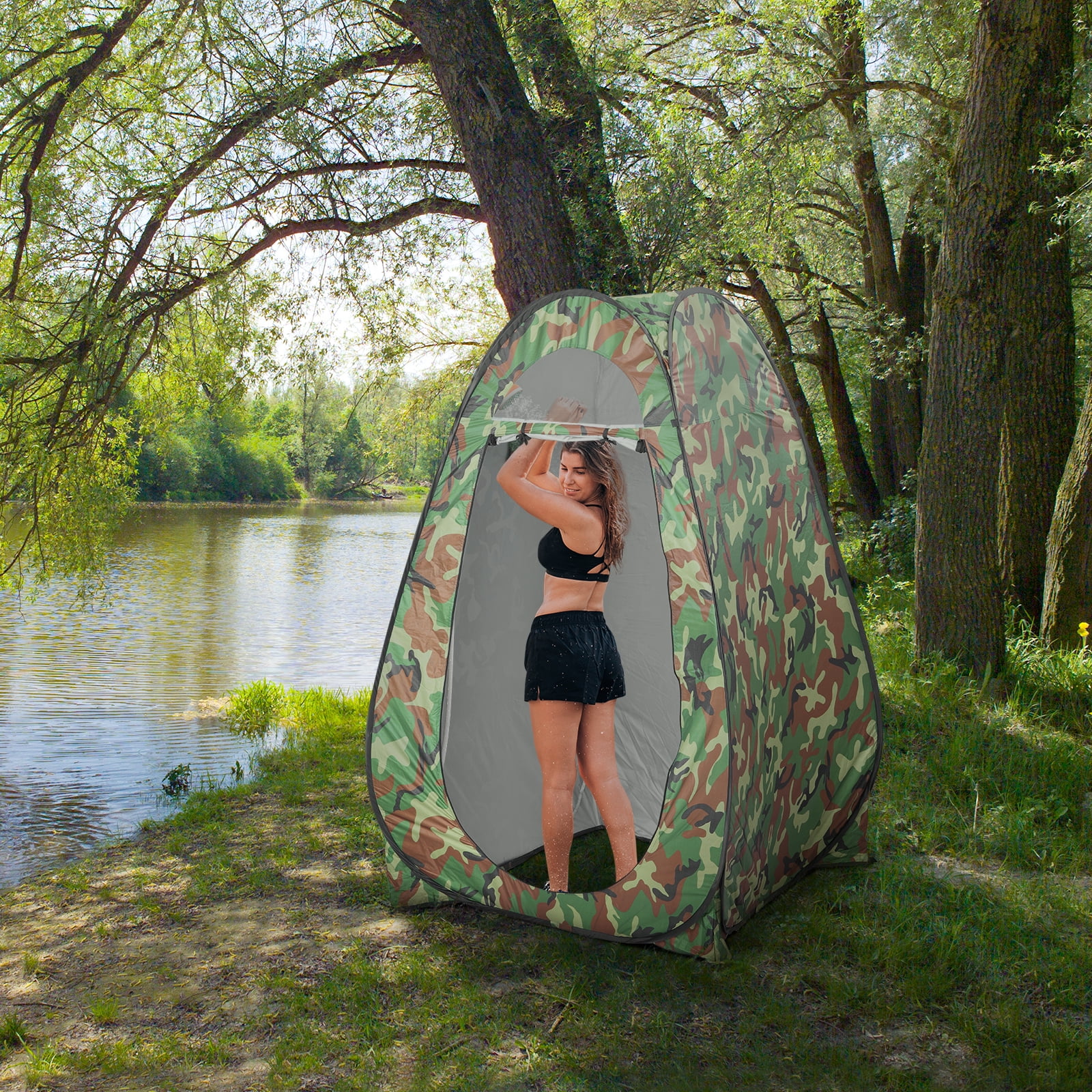 BaytoCare Camping Tent Single Person Portable Bathroom Tent Camouflage with Handbag - Walmart.com