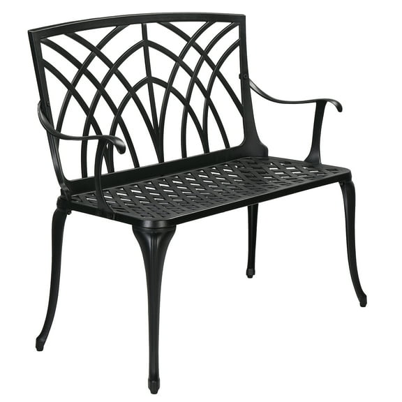 BaytoCare Elegant 38in Black Aluminum Bench, Aluminum Bench for Patio Garden