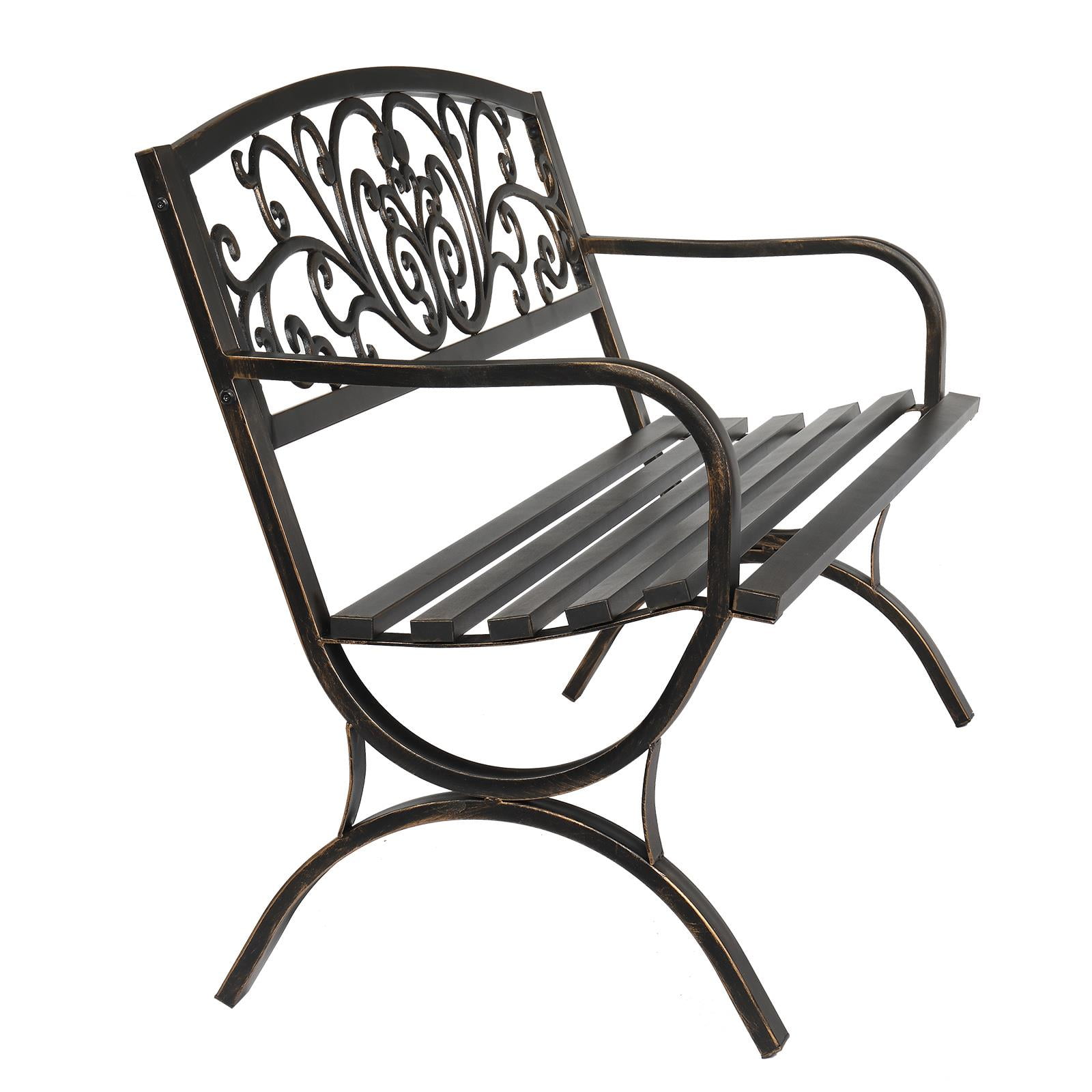 BaytoCare Garden Bench Outdoor Patio Metal Bench, Bronze