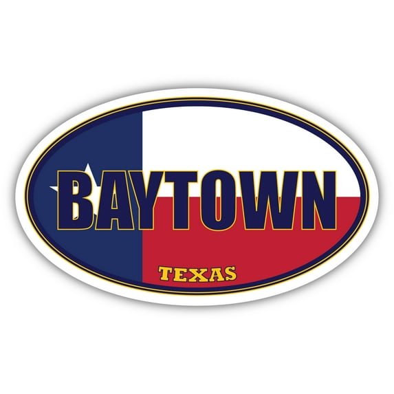 Baytown City Texas State Flag | TX Flag Harris County Oval State Colors Bumper Sticker Car Decal 3x5 inches