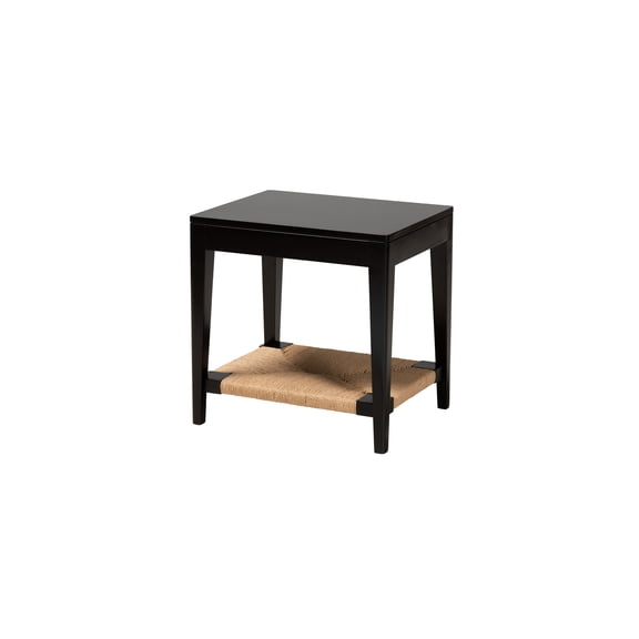 Bayur Wood End Table|Modern Bohemian Accent Table with Shelf|Living Room & Bedroom Furniture